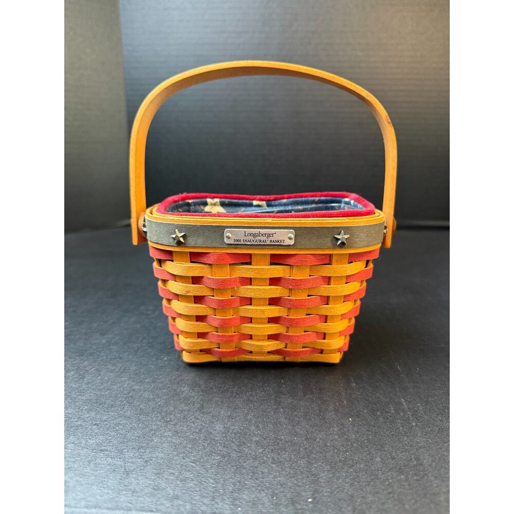 Longaberger 2001 Inaugural Basket with Liner & Protector – Handwoven USA Patriot